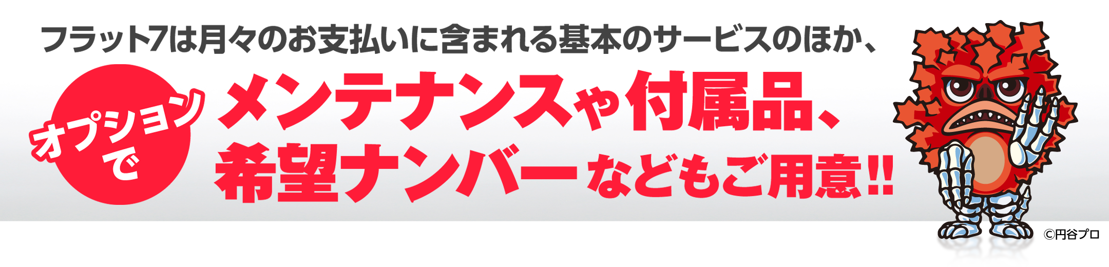 オプションでメンテナンスや付属品、希望ナンバーなどもご用意｜丹波市カーリース専門店ならフラット7ジョイランド｜フラット7とは